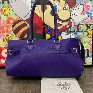 Hermes Deep Purple Leather Tote Bag